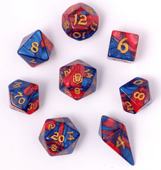 Hymgho Dice: 8 Set Polyhedral Wyrmforged Rollers Rounded Resin Stormcaller HY02010